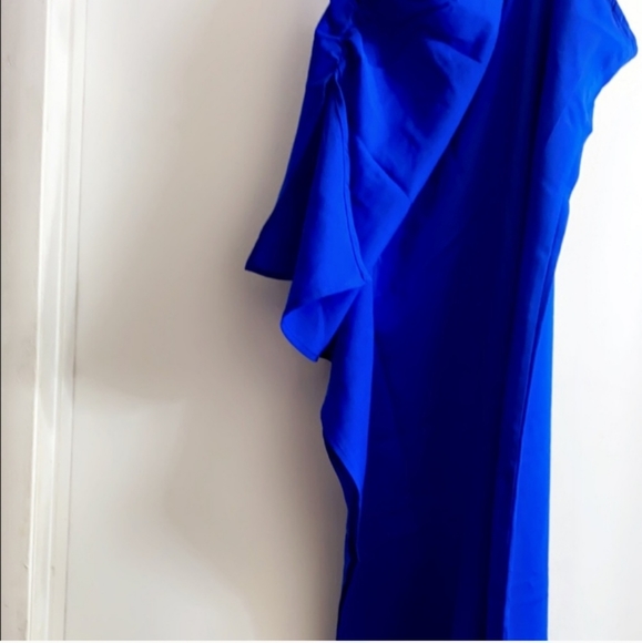 BEAUTIFUL ONE SHOULDER COBALT BLUE GODDESS GREEK STYLE DRESS NWOT - Picture 9 of 12